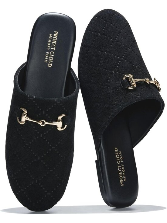Shoes - Women's Black Suede Leather Stylish Casual Mules & Clogs Flats Non-Slip Shoes
